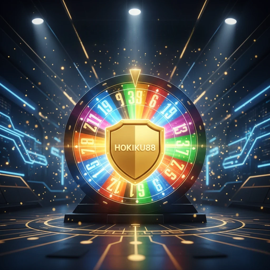 Banner premium Hokiku88 cara bermain Wheel dengan desain kasino modern